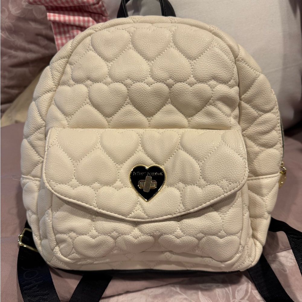 Betsey Johnson Cream Quilted Backpack